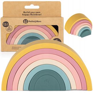Petite&Mars, silikonowa układanka Rainbow, Intense Ochre, od 12 miesiąca - zdjęcie produktu