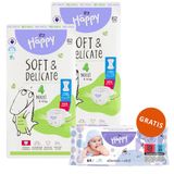 Zestaw Bella Baby Happy, pieluchy, rozmiar 4 Maxi 8-14 kg, 2 x 62 sztuki + chusteczki nawilżane, alantoina i witamina E, 64 sztuki gratis - miniaturka zdjęcia produktu