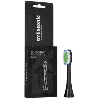Smilesonic OrthoClean, końcówki wymienne do szczoteczki sonicznej, czarne, 2 sztuki - zdjęcie produktu