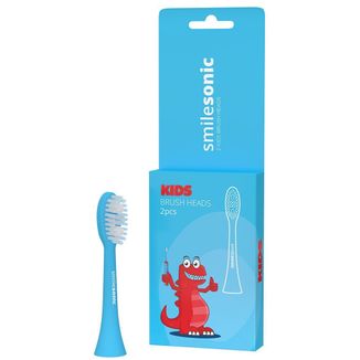 Smilesonic Kids, końcówki wymienne do szczoteczki sonicznej dla dzieci, powyżej 3. roku życia, niebieskie, 2 sztuki Smilesonic Kids, końcówki wymienne do szczoteczki sonicznej dla dzieci, powyżej 3. roku życia, niebieskie, 2 sztuki - zdjęcie produktu