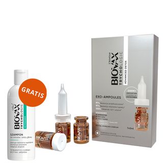 L'Biotica Biovax Trychologic Advanced Detox Exo-Ampoules, kuracja detoksykująca, ampułki, 7 x 5 ml + szampon do włosów i skóry głowy, 50 ml gratis - zdjęcie produktu