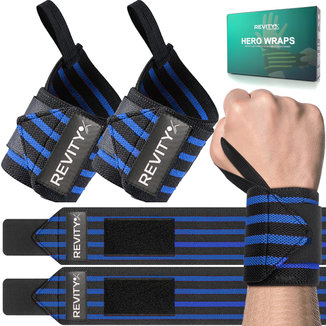 Revity Hero Wraps Wirst Support Set of 2, usztywniacz nadgarstka z pętelką na kciuk, niebiesko-czarny, 2 sztuki - zdjęcie produktu