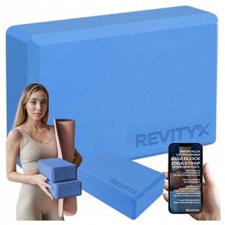 Revity Yoga Block, klocek do jogi, EVA, fazowane krawędzie, 23 × 15 × 7,5 cm, niebieski, 1 sztuka - zdjęcie produktu