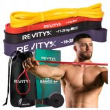 Revity Resistance Power Bands Regular, gumy oporowe do ćwiczeń, lateksowe, standardowe, 3–39 kg, 208 cm, wielokolorowe, 4 sztuki + uchwyt do drzwi - miniaturka zdjęcia produktu