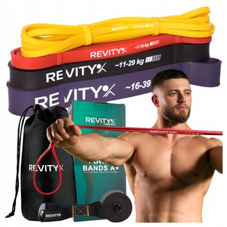 Revity Resistance Power Bands Regular, gumy oporowe do ćwiczeń, lateksowe, standardowe, 3–39 kg, 208 cm, wielokolorowe, 4 sztuki + uchwyt do drzwi Revity Resistance Power Bands Regular, gumy oporowe do ćwiczeń, lateksowe, standardowe, 3–39 kg, 208 cm, wielokolorowe, 4 sztuki + uchwyt do drzwi - zdjęcie produktu