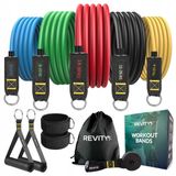 Revity Resistance Tube Workout Bands, gumy oporowe do ćwiczeń, lateksowe tuby, standardowe, 4–100 kg, 120 cm, wielokolorowe, 5 sztuk + 6 akcesoriów - miniaturka zdjęcia produktu