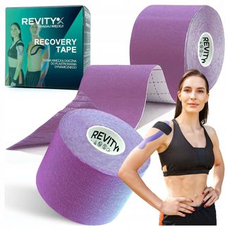 Revity Kinesiology Recovery Tape, taśma kinezjologiczna Recovery, wodoodporna, 5 cm × 5 m, fiolet, 1 sztuka - zdjęcie produktu