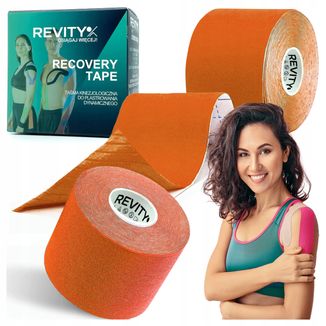 Revity Kinesiology Recovery Tape, taśma kinezjologiczna Recovery, wodoodporna, 5 cm × 5 m, pomarańcz, 1 sztuka - zdjęcie produktu