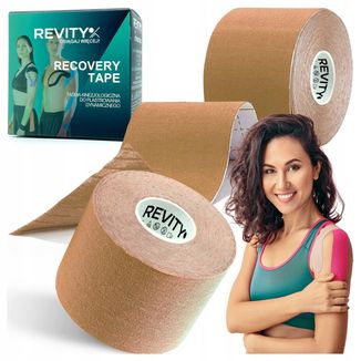 Revity Kinesiology Recovery Tape, taśma kinezjologiczna Recovery, wodoodporna, 5 cm × 5 m, beż, 1 sztuka - zdjęcie produktu
