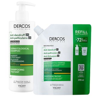 Zestaw Vichy Dercos Anti Dandruff DS, szampon przeciwłupieżowy, włosy suche, 390 ml + zapas, 390 ml - zdjęcie produktu