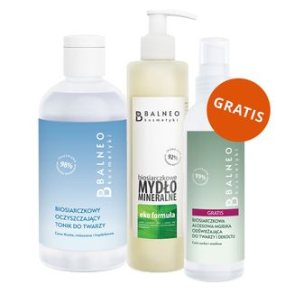Zestaw Balneokosmetyki, biosiarczkowe mydło mineralne w płynie, 250 ml + tonik do twarzy, 300 ml + mgiełka odświeżająca, 150 ml gratis - zdjęcie produktu