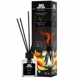 Big Nature, dyfuzor zapachowy, pomarańcza i cynamon, 50 ml Big Nature, dyfuzor zapachowy, pomarańcza i cynamon, 50 ml - zdjęcie produktu