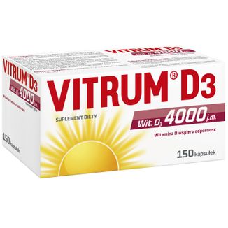 Vitrum D3, witamina D 4000 j.m., 150 kapsułek Vitrum D3, witamina D 4000 j.m., 150 kapsułek - zdjęcie produktu