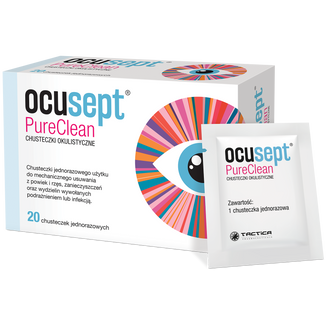 Ocusept Pureclean, chusteczki okulistyczne, 20 sztuk - zdjęcie produktu