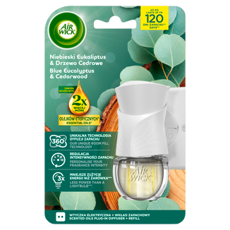 Air Wick Eukaliptus & Drzewo Cedrowe, elektryczny odświeżacz powietrza, urządzenie + zapas, 19 ml - zdjęcie produktu