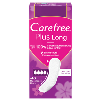 Carefree Plus Long, wkładki higieniczne, bezzapachowe, 40 sztuk - zdjęcie produktu