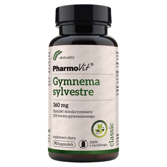 Pharmovit Gymnema Sylvestre, ekstrakt standaryzowany 25% kwasu gymnemowego, 90 kapsułek - zdjęcie produktu