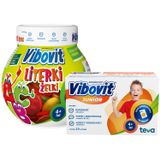 Zestaw Vibovit Literki Żelki, powyżej 4 lat, smak owocowy, 50 sztuk + Vibovit Junior, dla dzieci 4-12 lat, smak pomarańczowy, 44 saszetki - miniaturka zdjęcia produktu