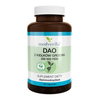 Medverita DAO z kiełków grochu 250000 HDU, 120 kapsułek Medverita DAO z kiełków grochu 250000 HDU, 120 kapsułek - zdjęcie produktu