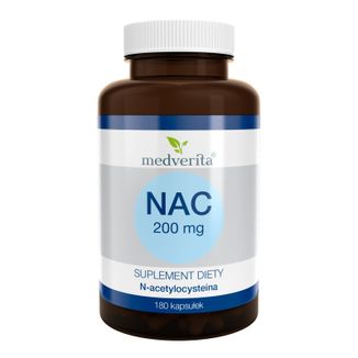 Medverita NAC 200 mg, N-acetylo L-cysteina, 180 kapsułek - zdjęcie produktu