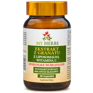 My Herbs Ekstrakt z granatu z liposomalną witaminą C, 80 kapsułek My Herbs Ekstrakt z granatu z liposomalną witaminą C, 80 kapsułek - zdjęcie produktu