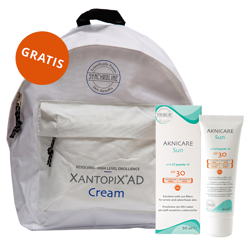 Synchroline Synchroline Aknicare Sun, emulsja do twarzy, skóra tłusta i trądzikowa, SPF 30, 50 ml + plecak gratis