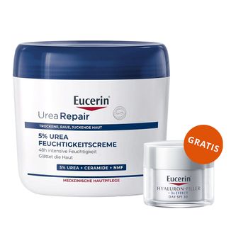 Eucerin UreaRepair, nawilżający krem do ciała z mocznikiem 5%, 450 ml + krem do twarzy na dzień z kwasem hialuronowym, każdy rodzaj skóry, SPF 30, 20 ml gratis Eucerin UreaRepair, nawilżający krem do ciała z mocznikiem 5%, 450 ml + krem do twarzy na dzień z kwasem hialuronowym, każdy rodzaj skóry, SPF 30, 20 ml gratis - zdjęcie produktu