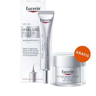 Eucerin Hyaluron-Filler, przeciwzmarszczkowy krem pod oczy, SPF 15, 15 ml + krem do twarzy na dzień, SPF 30, 20 ml gratis - zdjęcie produktu