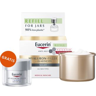 Eucerin Hyaluron Filler + Elasticity, ujędrniający krem przeciwzmarszczkowy na noc z Thiamidolem, zapas, 50 ml + krem do twarzy na dzień, SPF 30, 20 ml gratis - zdjęcie produktu