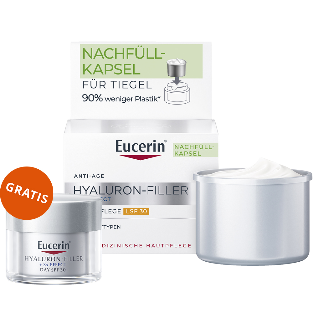 Eucerin Eucerin Hyaluron-Filler, przeciwzmarszczkowy krem do twarzy na dzień z kwasem hialuronowym, każdy rodzaj skóry, SPF 30, zapas, 50 ml + 20 ml gratis