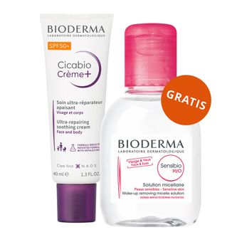 Bioderma Cicabio Creme+, krem łagodząco-odbudowujący, SPF 50+, 40 ml + woda micelarna, skóra wrażliwa, 100 ml gratis - zdjęcie produktu