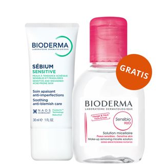 Bioderma Sebium Sensitive, łagodzący krem wspomagający leczenie skóry trądzikowej, 30 ml + woda micelarna, skóra wrażliwa, 100 ml gratis - zdjęcie produktu