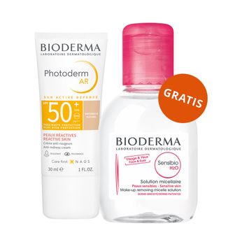 Bioderma Photoderm AR, ochronny krem tonujący, skóra wrażliwa z tendencją do zaczerwienień, SPF 50+, 30 ml + woda micelarna, skóra wrażliwa, 100 ml gratis - zdjęcie produktu