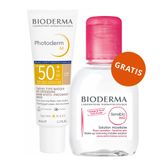 Bioderma Photoderm M, ochronny krem do skóry z tendencją do przebarwień, jasny, SPF 50+, 40 ml + woda micelarna, skóra wrażliwa, 100 ml gratis - miniaturka zdjęcia produktu