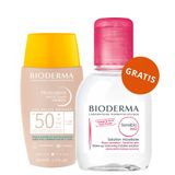 Bioderma Photoderm Nude Touch, podkład mineralny z efektem nude, odcień jasny, SPF 50+, 40 ml + woda micelarna, skóra wrażliwa, 100 ml gratis - miniaturka zdjęcia produktu