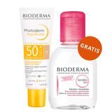 Bioderma Photoderm Aquafluide, ultralekki fluid przeciwsłoneczny do skóry normalnej, jasny, SPF 50+, 40 ml + woda micelarna, skóra wrażliwa, 100 ml gratis - miniaturka zdjęcia produktu