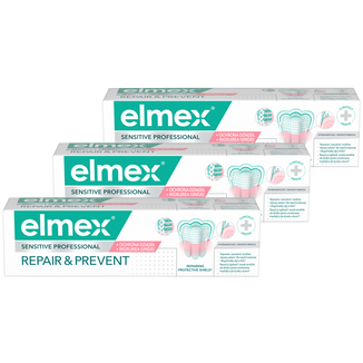 Zestaw Elmex Sensitive Professional Repair & Prevent, pasta do zębów, 3 x 75 ml Zestaw Elmex Sensitive Professional Repair & Prevent, pasta do zębów, 3 x 75 ml - zdjęcie produktu