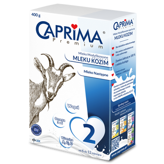 Caprima Premium 2, mleko następne oparte na mleku kozim, od 6 miesiąca, 400 g USZKODZONE OPAKOWANIE - zdjęcie produktu