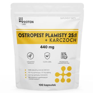 Proton Labs Ostropest plamisty 25:1 + Karczoch, 100 kapsułek - zdjęcie produktu