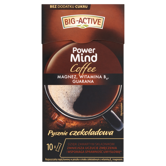 Big Active Coffee Power Mind, rozpuszczalny napój kawowy, 10 g x 10 saszetek Big Active Coffee Power Mind, rozpuszczalny napój kawowy, 10 g x 10 saszetek - zdjęcie produktu