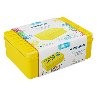 Wessper Til Til, lunchbox, żółty, 1 sztuka + klocki dla dzieci - zdjęcie produktu