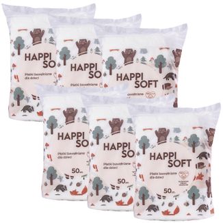 Zestaw Happi Soft, płatki bawełniane dla dzieci, kwadratowe, 6 x 50 sztuk - zdjęcie produktu
