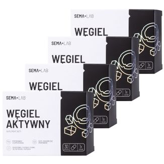 Zestaw SEMA Lab Węgiel Aktywny, 4 x 30 kapsułek Zestaw SEMA Lab Węgiel Aktywny, 4 x 30 kapsułek - zdjęcie produktu