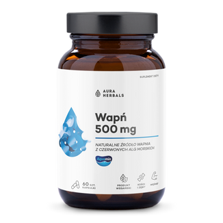 Aura Herbals Wapń 500 mg Aquamin, 60 kapsułek Aura Herbals Wapń 500 mg Aquamin, 60 kapsułek - zdjęcie produktu