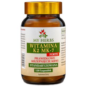 My Herbs Witamina K2 Mk-7 Forte, 120 kapsułek My Herbs Witamina K2 Mk-7 Forte, 120 kapsułek - zdjęcie produktu