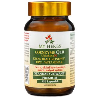 My Herbs Coenzyme Q10, Kwas Hialuronowy, OPC i Witamina C, 120 kapsułek My Herbs Coenzyme Q10, Kwas Hialuronowy, OPC i Witamina C, 120 kapsułek - zdjęcie produktu