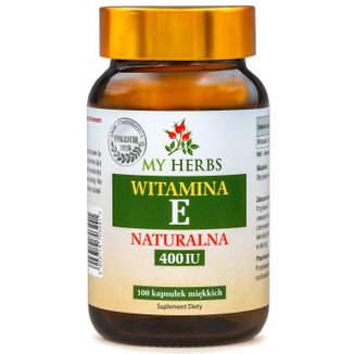 My Herbs Witamina E Naturalna, 100 kapsułek My Herbs Witamina E Naturalna, 100 kapsułek - zdjęcie produktu