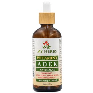 My Herbs Witaminy A, D, E, K, krople, 100 ml My Herbs Witaminy A, D, E, K, krople, 100 ml - zdjęcie produktu