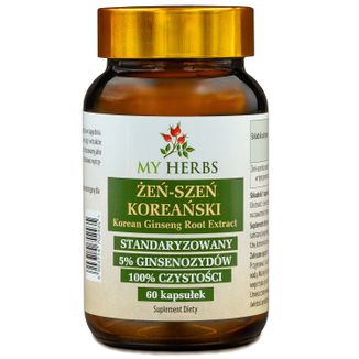 My Herbs Żeń-szeń koreański, 60 kapsułek My Herbs Żeń-szeń koreański, 60 kapsułek - zdjęcie produktu