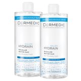Zestaw Dermedic Hydrain, płyn micelarny H2O, skóra odwodniona i sucha, 2 x 500 ml - miniaturka zdjęcia produktu